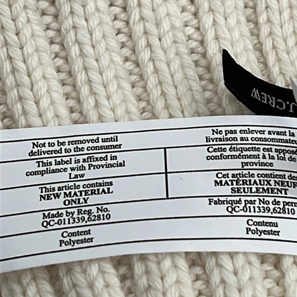 J. Crew Wool Blend Ribbed Pom Pom Beanie in Ivory - NEW - One Size - Picture 8 of 8